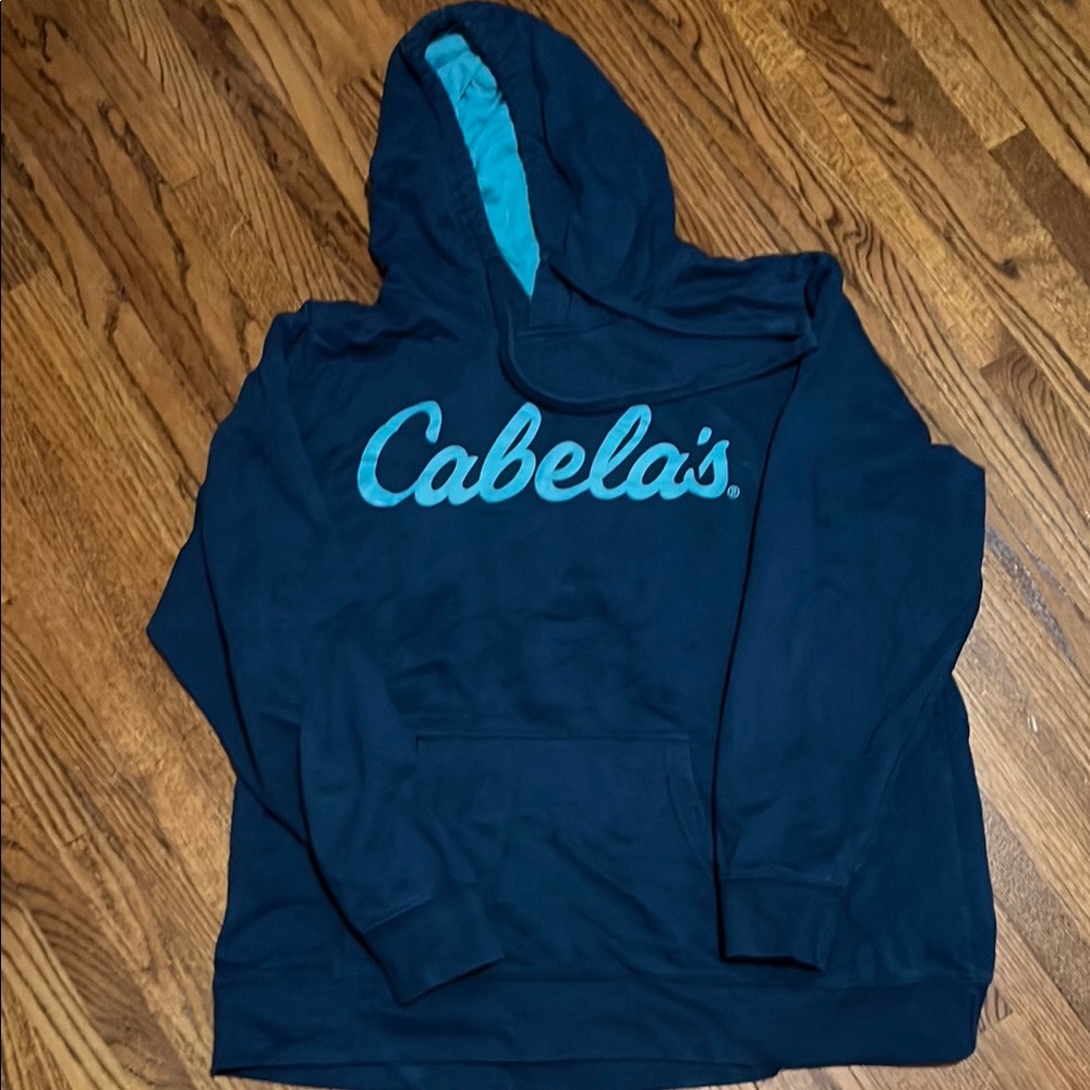 Cabela's Navy Hoodie with Teal Accents